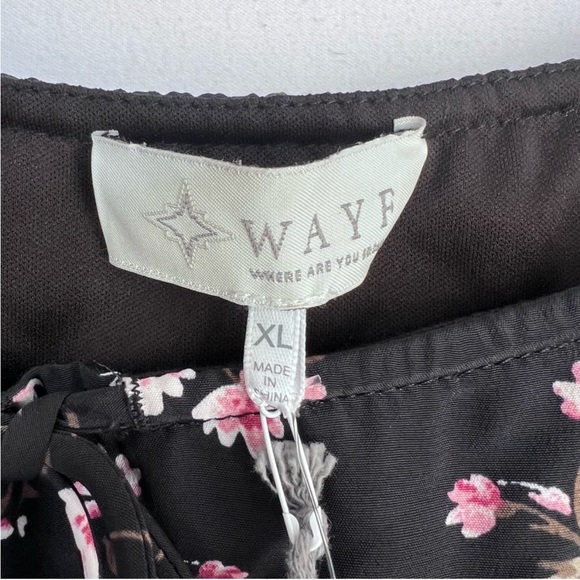 WAYF long sleeve tiered  babydoll dress black pink floral size XL new with tags - Picture 4 of 11